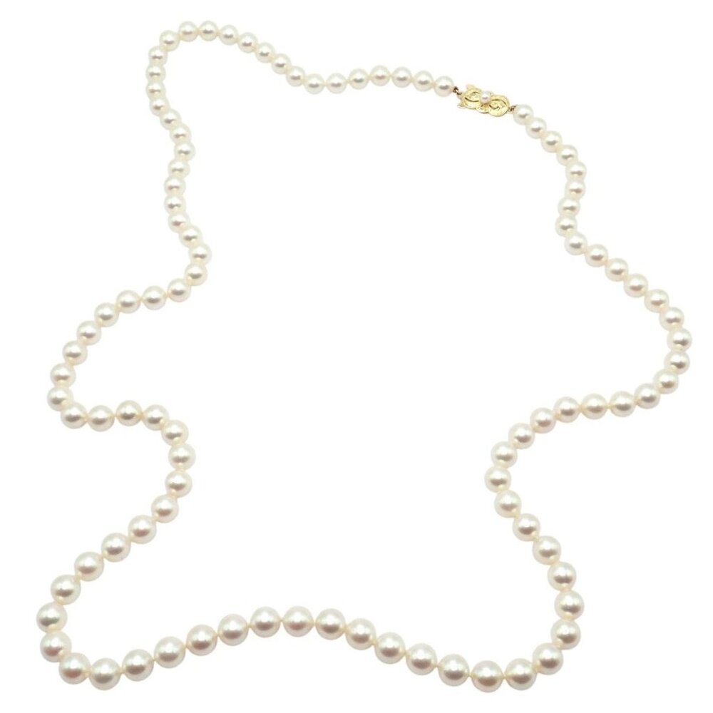 Rare! Mikimoto 18k Yellow Gold Pearl Strand 7mm 30" Opera Length Necklace - Picture 8 of 9